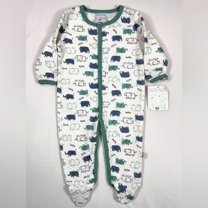 NWT DUCK DUCK GOOSE Baby Footed‎ Sleeper 3-6M Elephant Print Cozy Quilted NEW